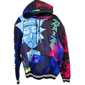 Rick and‎ Morty Members Only Hoodie Mens Small Trippy Galaxy Print Sublimation